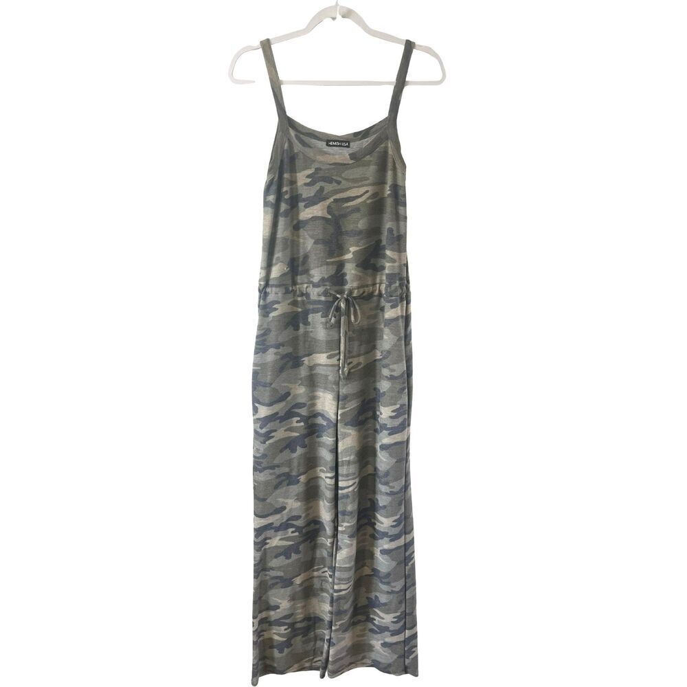 Heimish USA Jumpsuit Womens Size S Sleeveless Solid Urban camo terry cloth knit